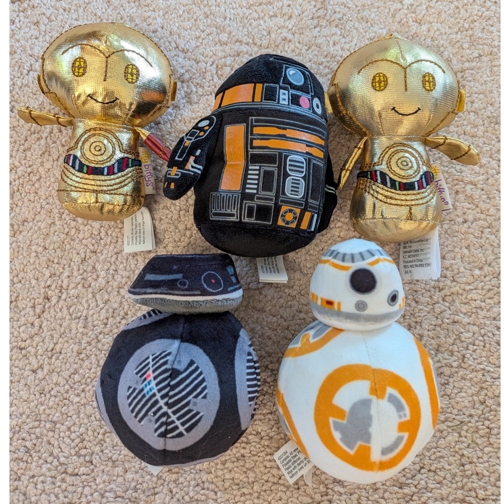 Hallmark Itty Bittys Star Wars Droid Factory Set C-3PO BB-8 BB-9E R2-Q5 Plush 4"